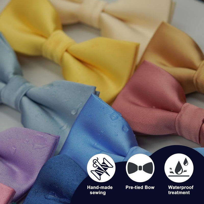 BEWDIO Bow Ties for Boys Pre Tied Toddler Bow Tie Adjustable Kids Bowties with Pocket Square Set for Wedding Party - Image 2
